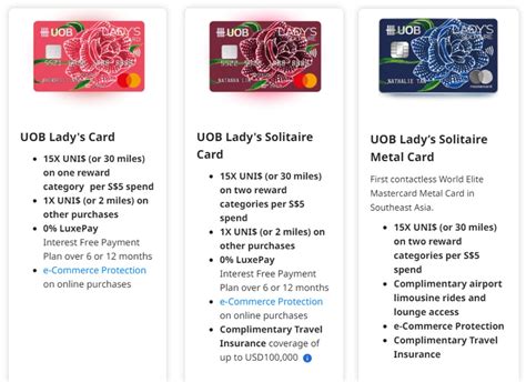 uob lady's card online.